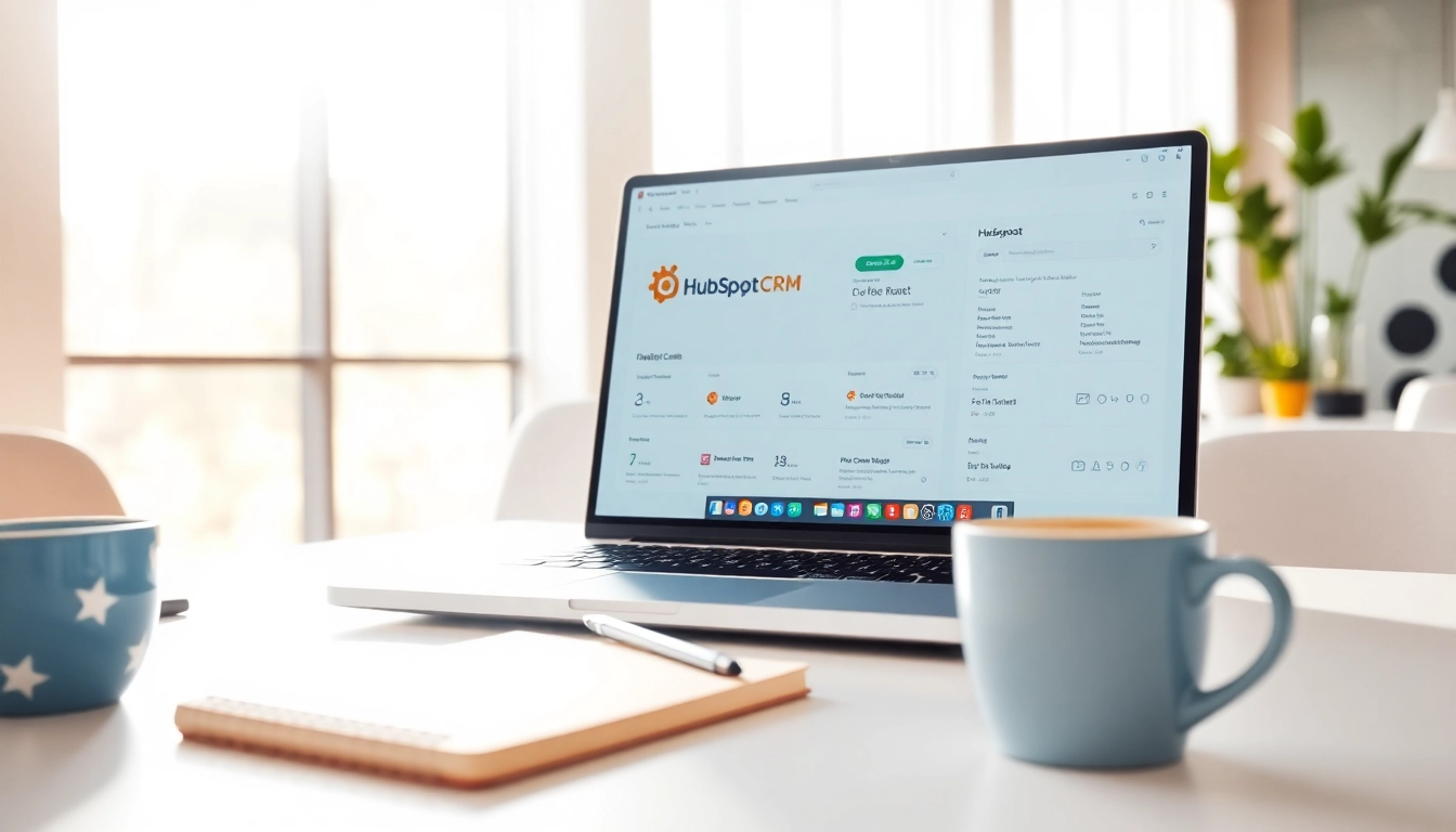 Showcasing HubSpot CRM free in a modern workspace, enhancing productivity through organization.