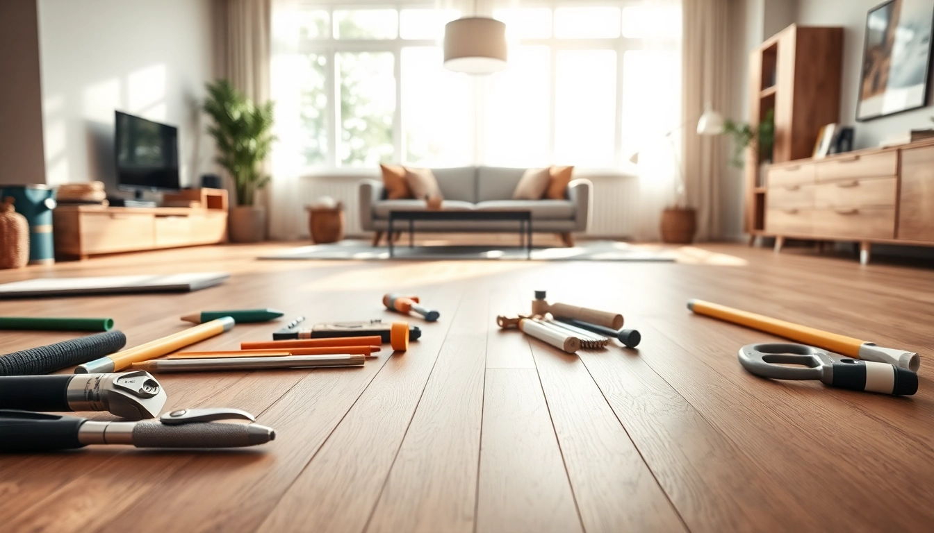 Captivating vinyl flooring installation in a bright living room with modern decor and abundant natural light.