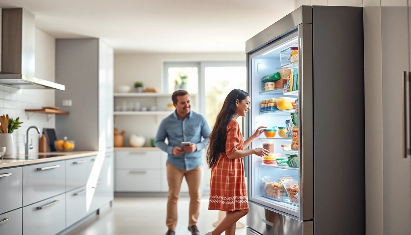 Family enjoys the organized Freezer in a modern kitchen, highlighting convenience and efficiency.