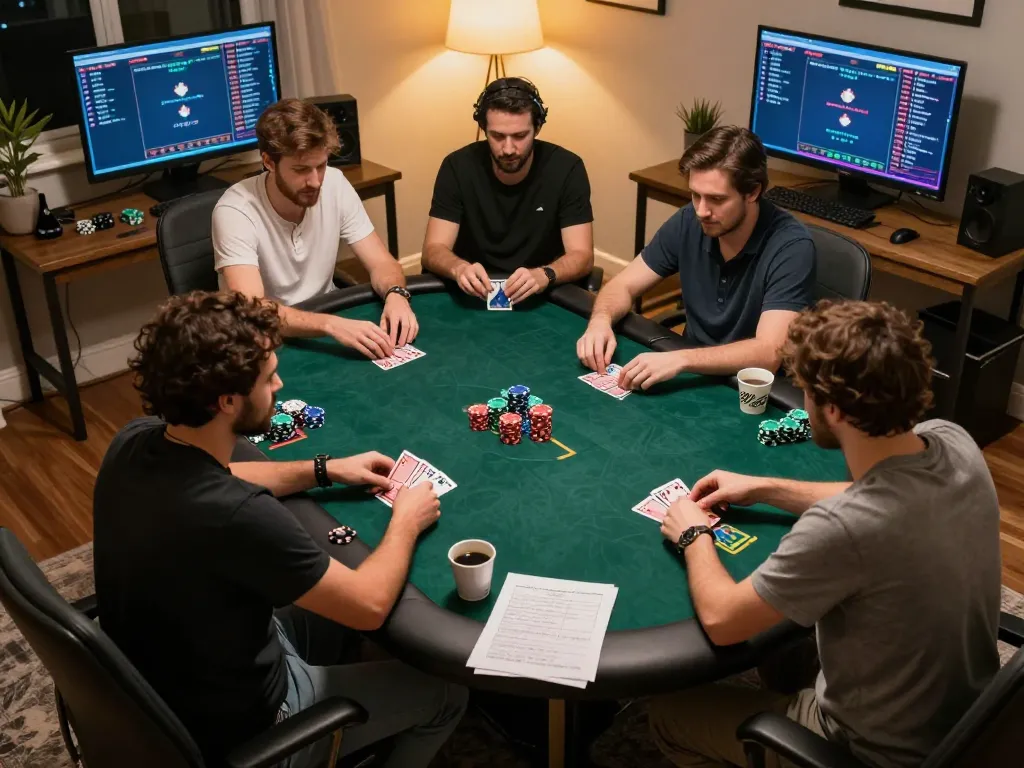 Online players engaging in a poker game on THABET platform, showcasing strategy and real-time action.