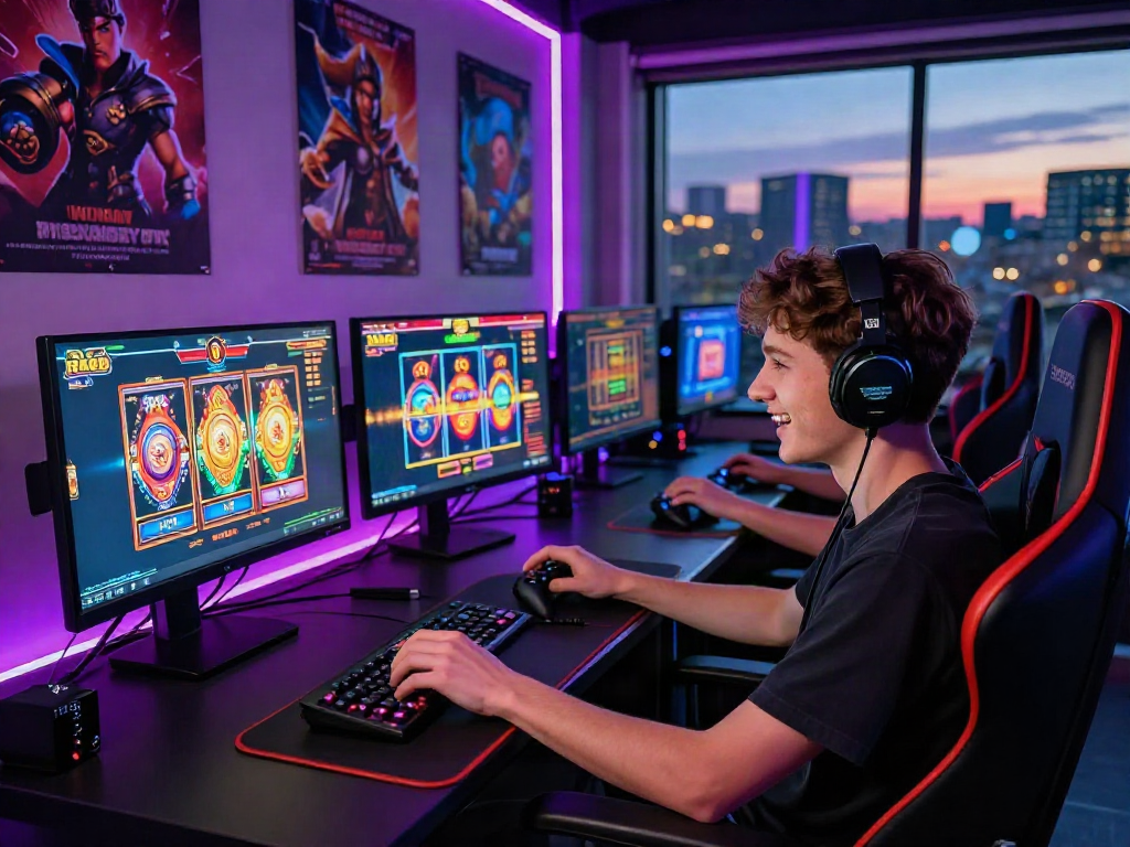 Exciting gaming setup showcasing slot bonus new member 100 in action with vibrant visuals and player engagement.