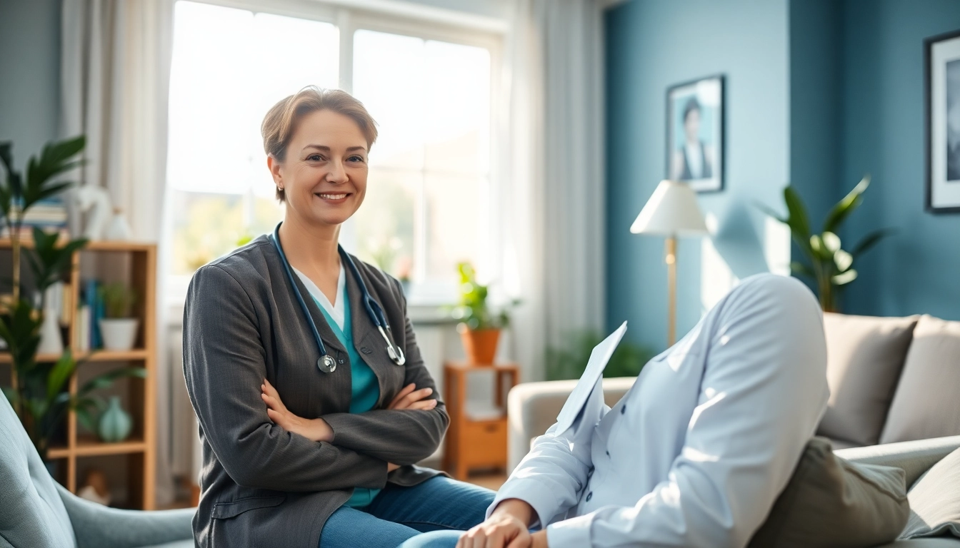 Understanding depression symptoms in a peaceful therapy session with a supportive therapist.