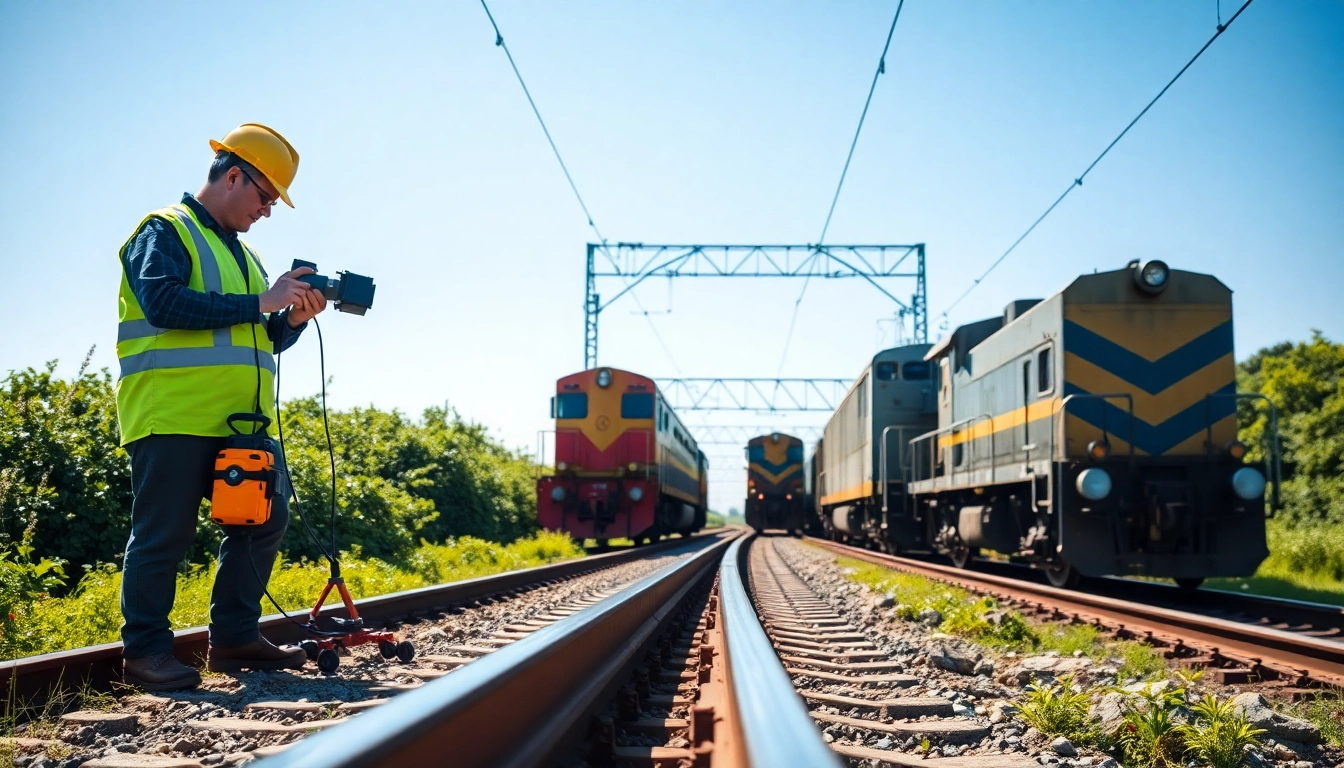 Railroad Maintenance professionals diligently inspecting tracks for safety and quality assurance.