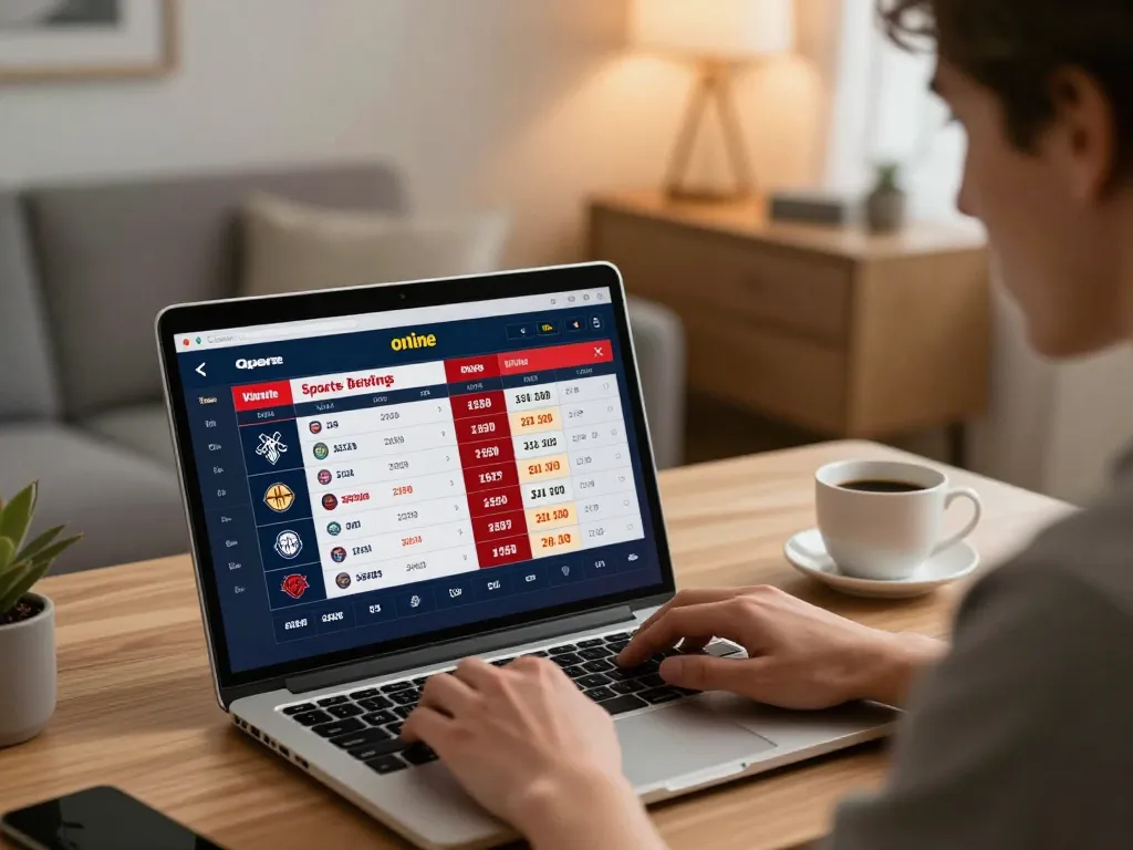 uu88 vip user engaged in tactical sports betting at home utilizing a laptop interface.