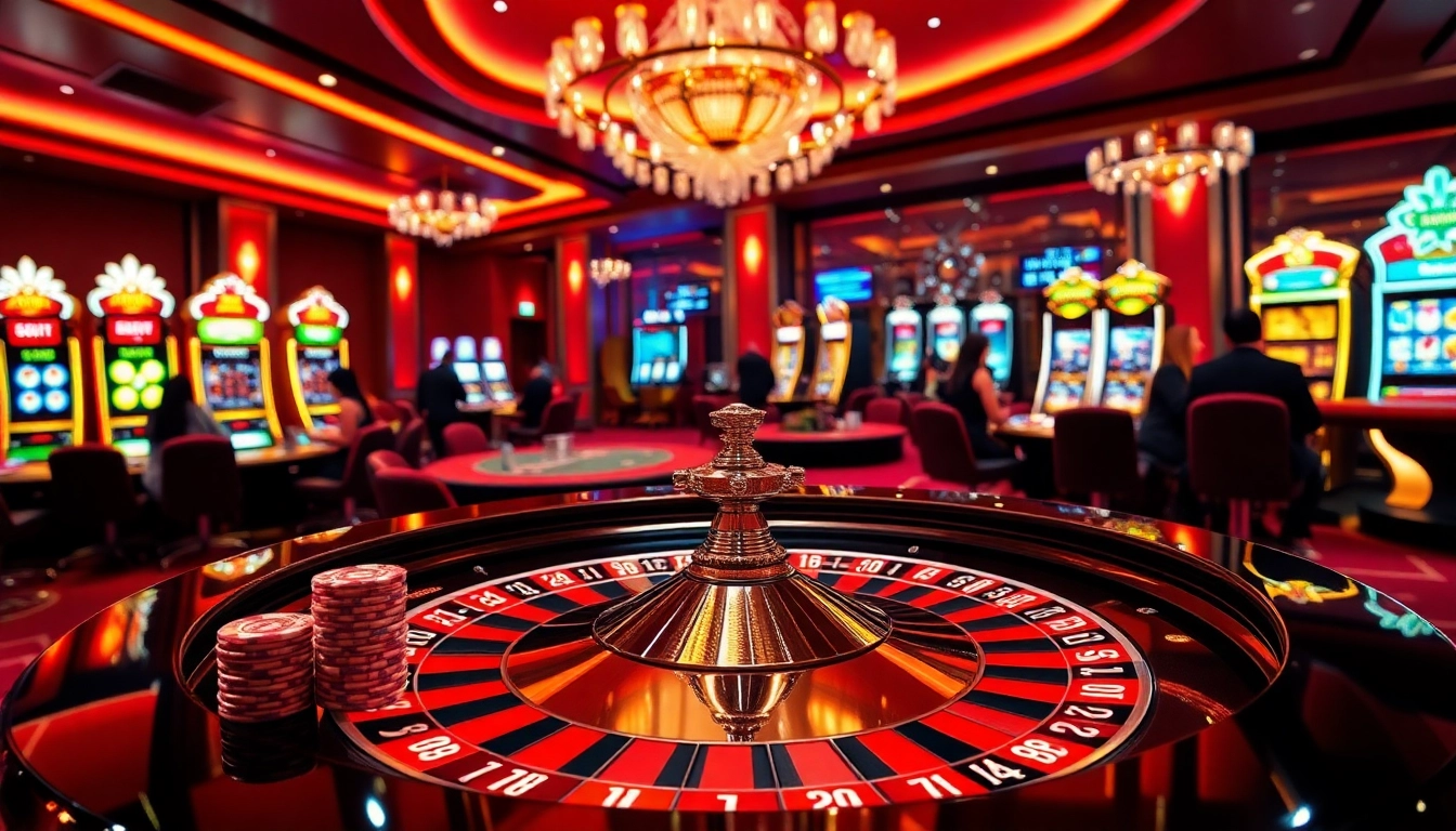 Players enjoying an exciting game at the GG88 casino, featuring roulette and vibrant gaming atmosphere.