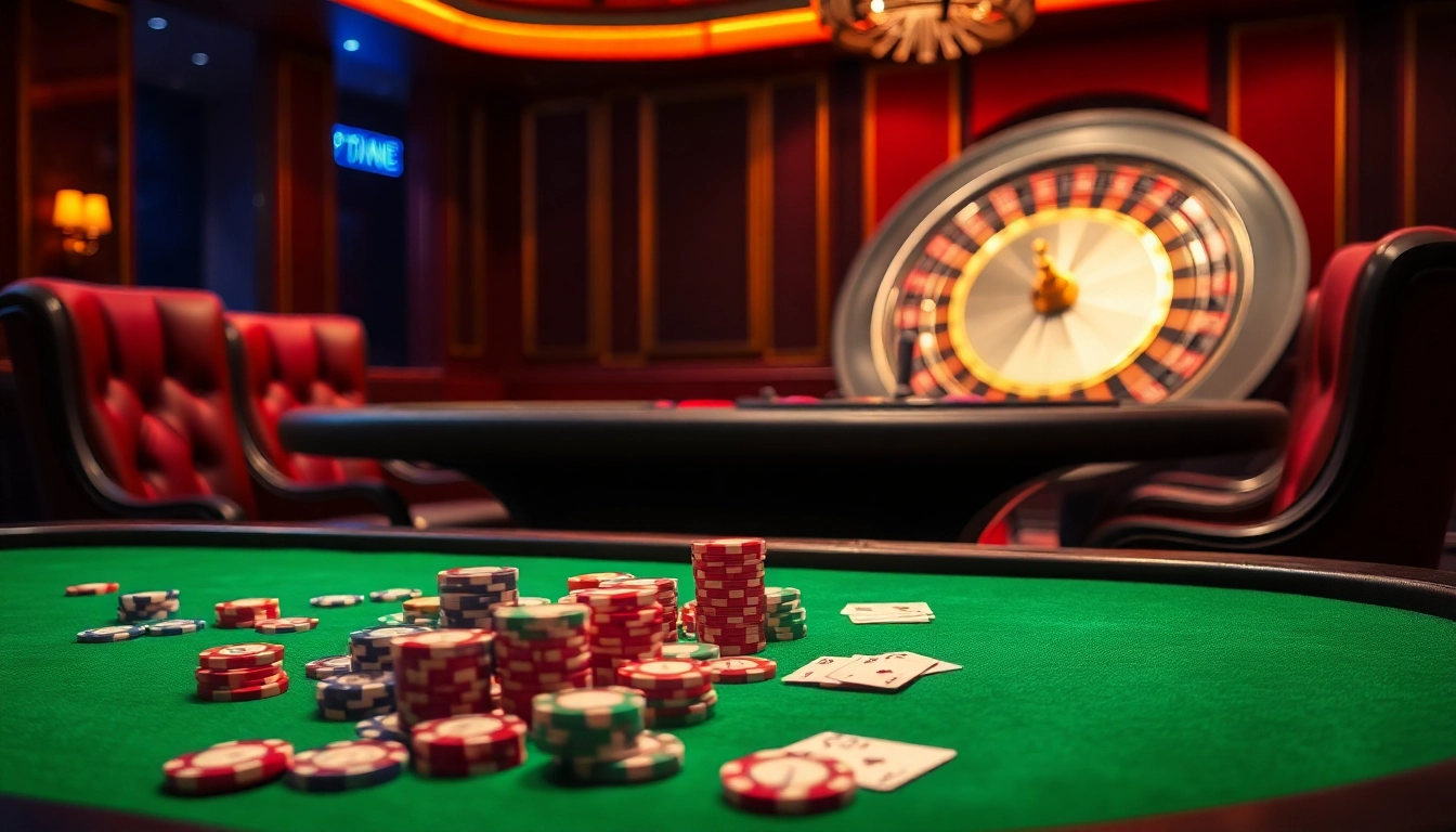 Experience thrilling high-stakes gameplay at LC 88's luxurious casino table with vibrant poker chips.