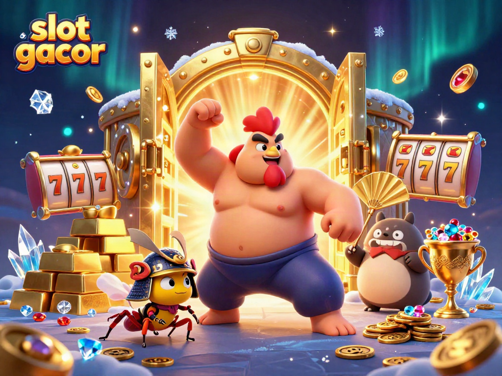 Engage in thrilling slot gacor action with dynamic casino characters in an ultra-detailed 3D illustration.