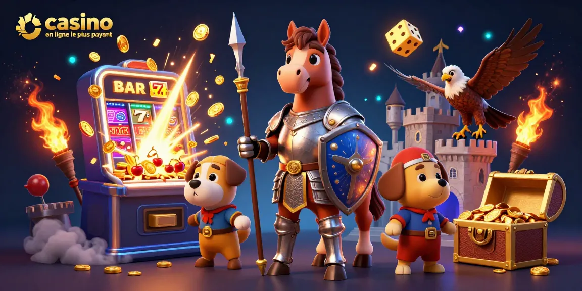 Jouez dans le casino en ligne le plus payant avec un cheval chevaleresque et un écuyer amusant remplis de jeux d'argent.