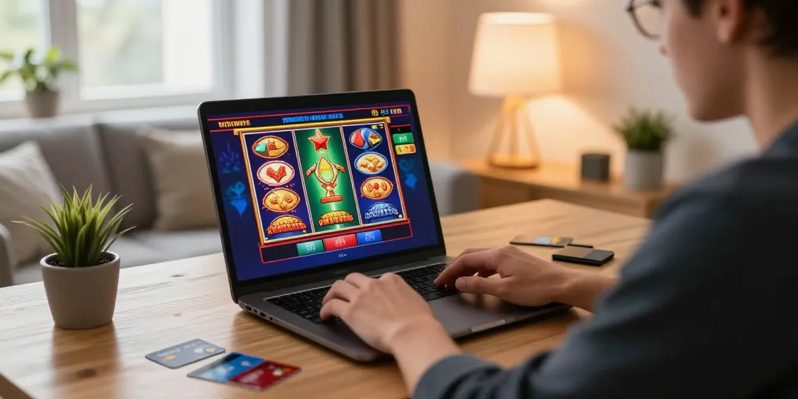 Exciting online gaming experience at credit card casinos with vibrant slot games and relaxed atmosphere.