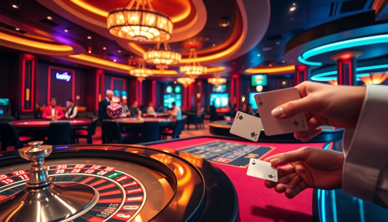 Players enjoying the S 8 casino experience with dynamic games, poker chips, and roulette tables.
