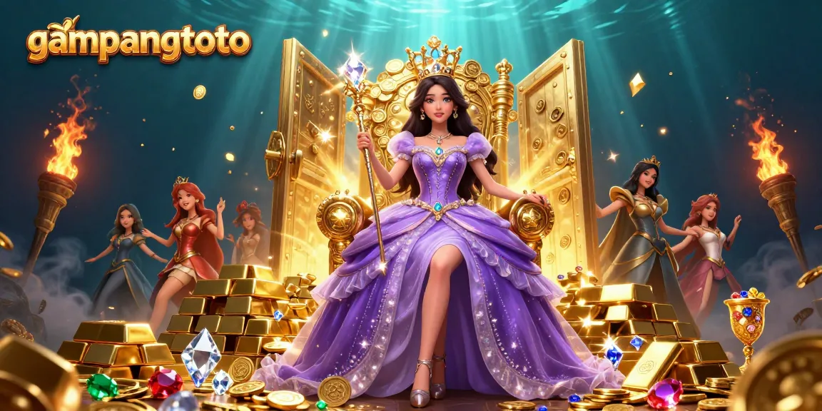Experience the thrill of gampangtoto in this vibrant casino-themed illustration bursting with treasures.
