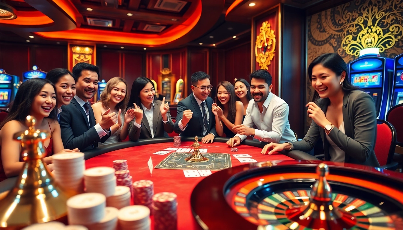 Experience the thrill of 68 game bài with players enjoying a luxurious casino poker game.