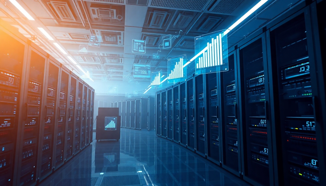 Visual representation of top cloud mining depicting a modern data center with advanced technology.