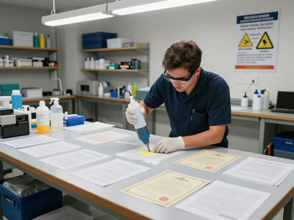 Expertly removing plastic lamination using chemical solutions to demonstrate cách bóc giấy tờ đã ép plastic safely and effectively.