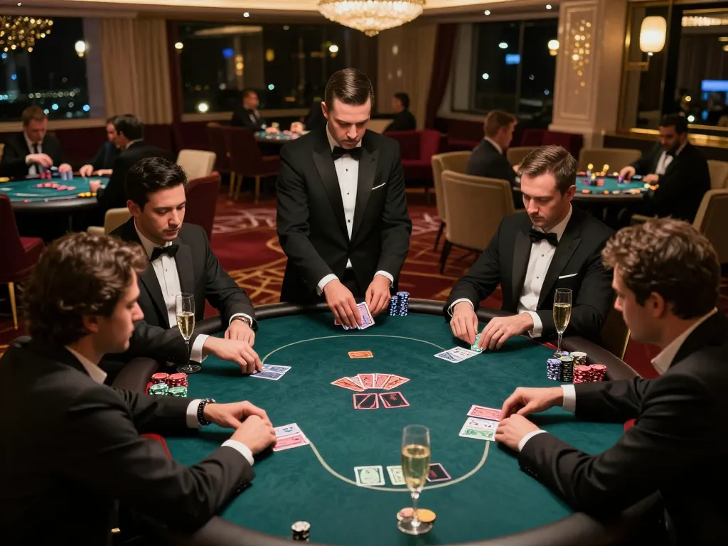 Intense poker gameplay in an upscale VIP area showcasing king garuda-themed gaming excitement and luxurious atmosphere