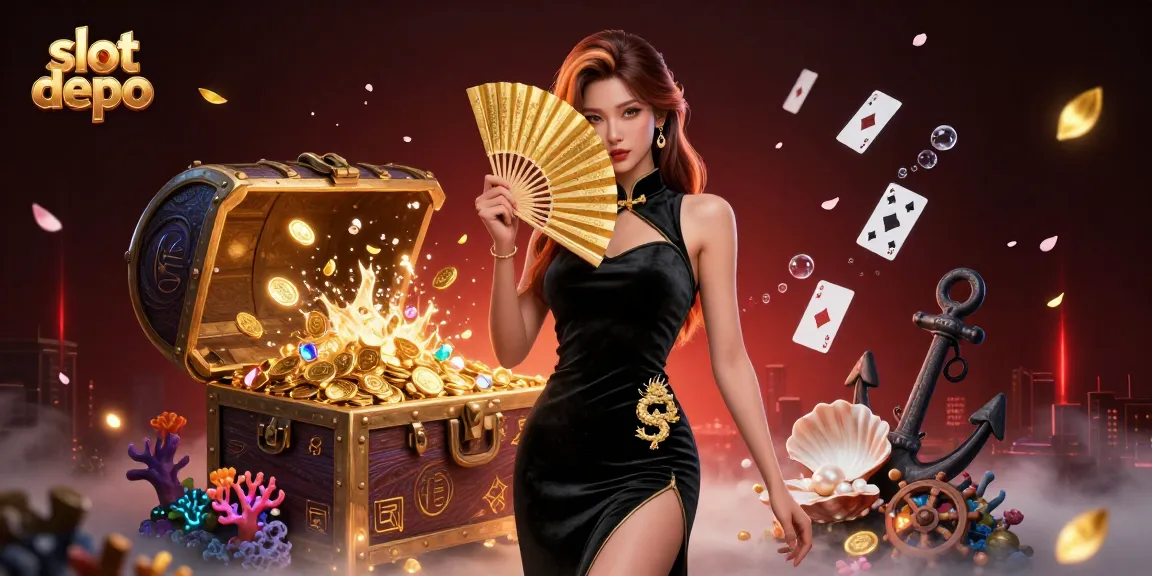 Engage in thrilling gameplay at slot depo while enjoying a captivating 3D digital casino illustration.
