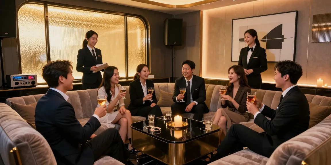 강남쩜오에서 고급스러운 프라이빗 노래방 룸에서 즐거운 시간을 보내는 모습