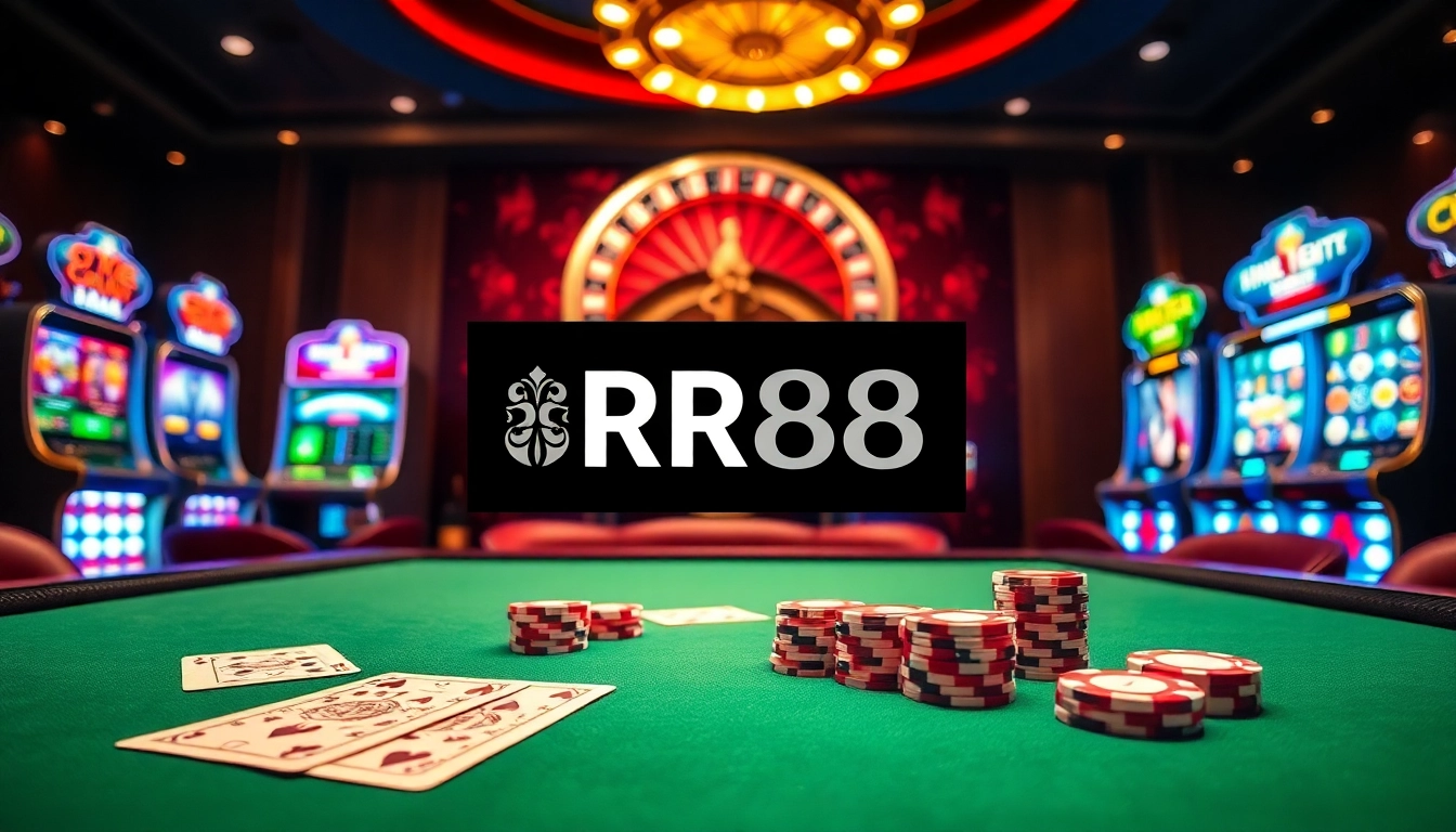 Cheering players celebrating a big win at an RR88 online casino poker table with vibrant lighting.