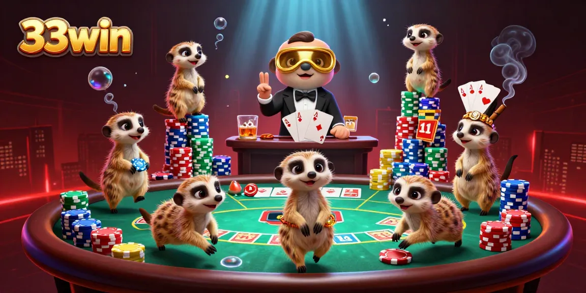 Experience the excitement at 33win with meerkats running a lively casino operation.