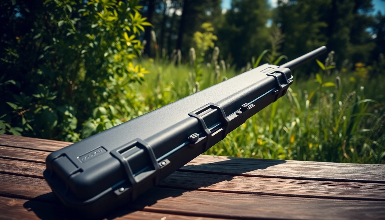 Secure your pelican rifle case in a vibrant outdoor environment showcasing its rugged features.