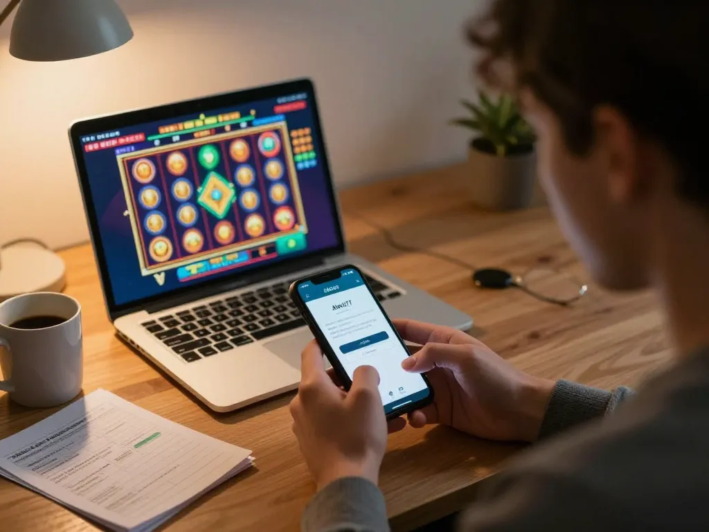 Engaging online gameplay scene featuring alexis77 login on smartphone, illustrating the excitement of virtual gambling.