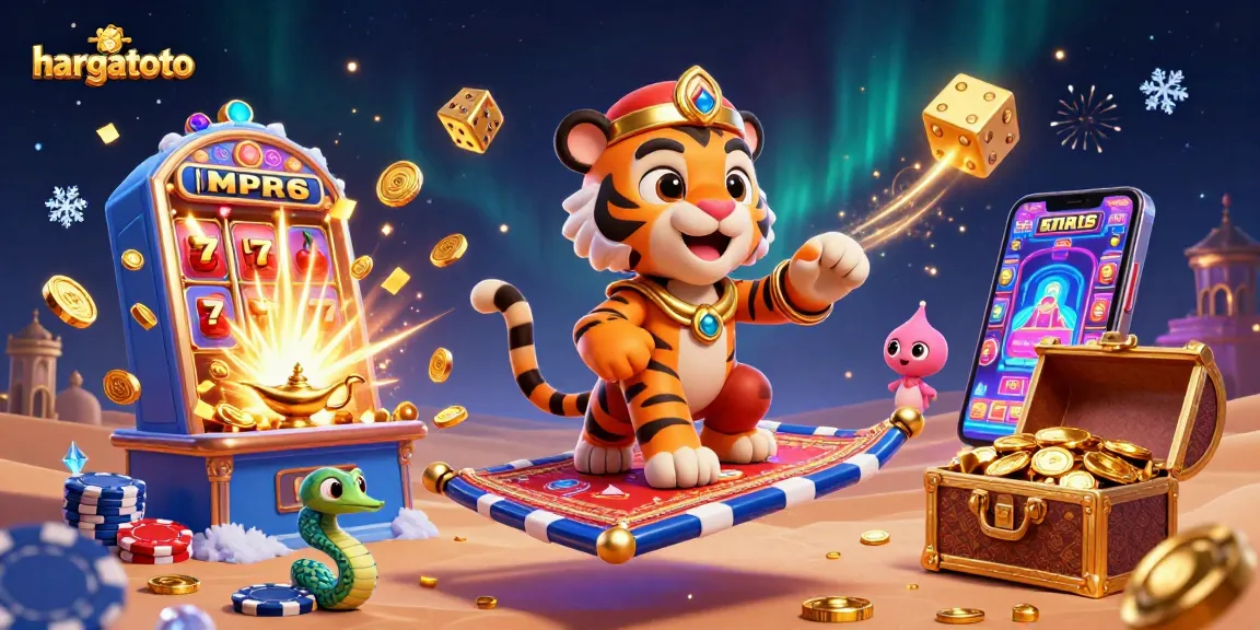 Experience thrilling winnings with hargatoto's vibrant 3D casino scene filled with magical elements.