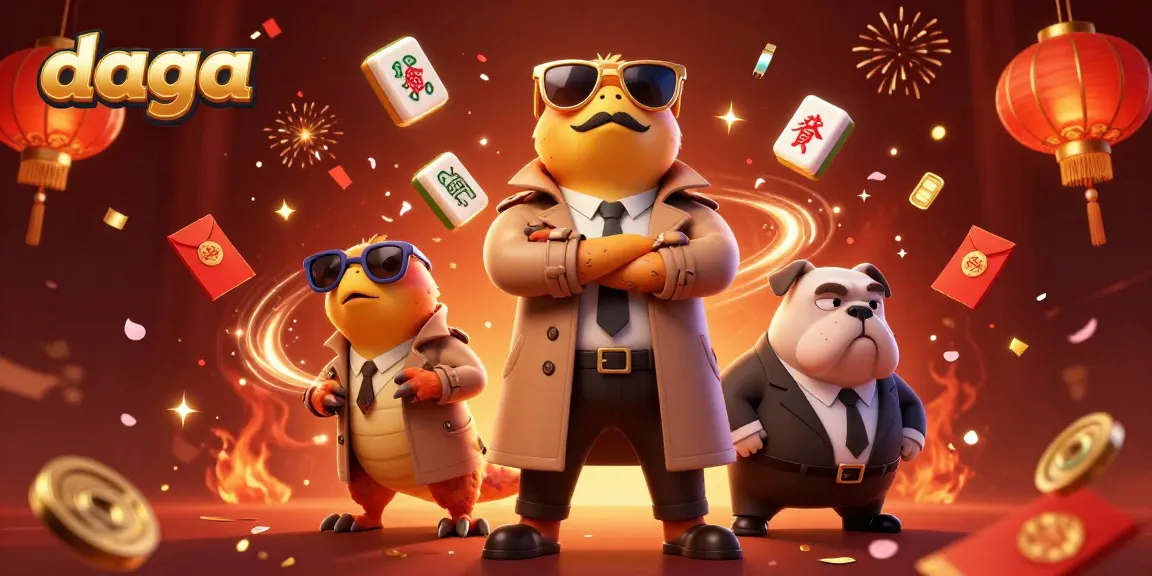 Experience the thrill of daga in a vibrant VIP casino scene featuring raptors and a bulldog bouncer.