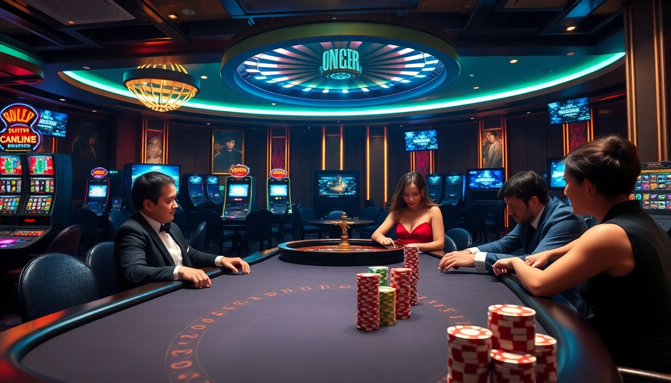 Engaging poker game scene at cm88.com with vibrant casino elements and exciting atmosphere.
