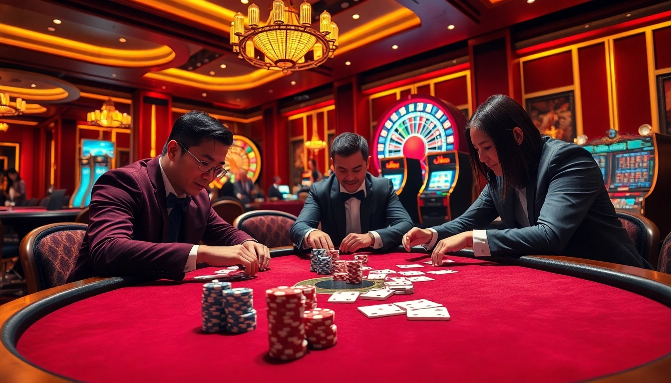 Experience the thrill of 68 game bài at a luxury casino table with poker chips and cards.