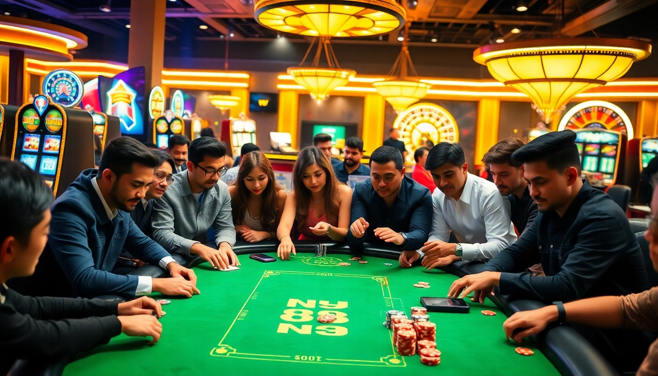 Players engaging at the NK88 gaming table, highlighting excitement in gambling action.
