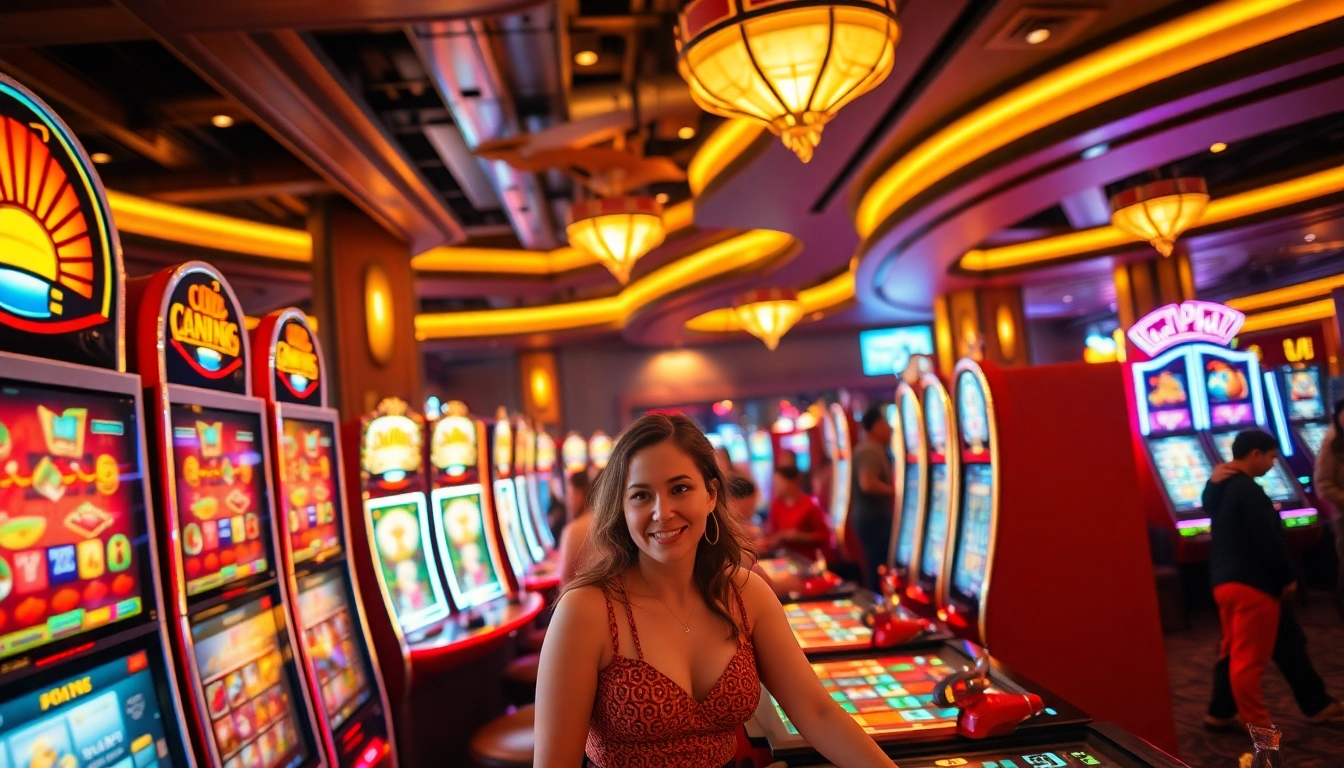 Spieler genießen einen casino bonus ohne einzahlung neu in einem lebhaften Casino mit aufregenden Spielautomaten.