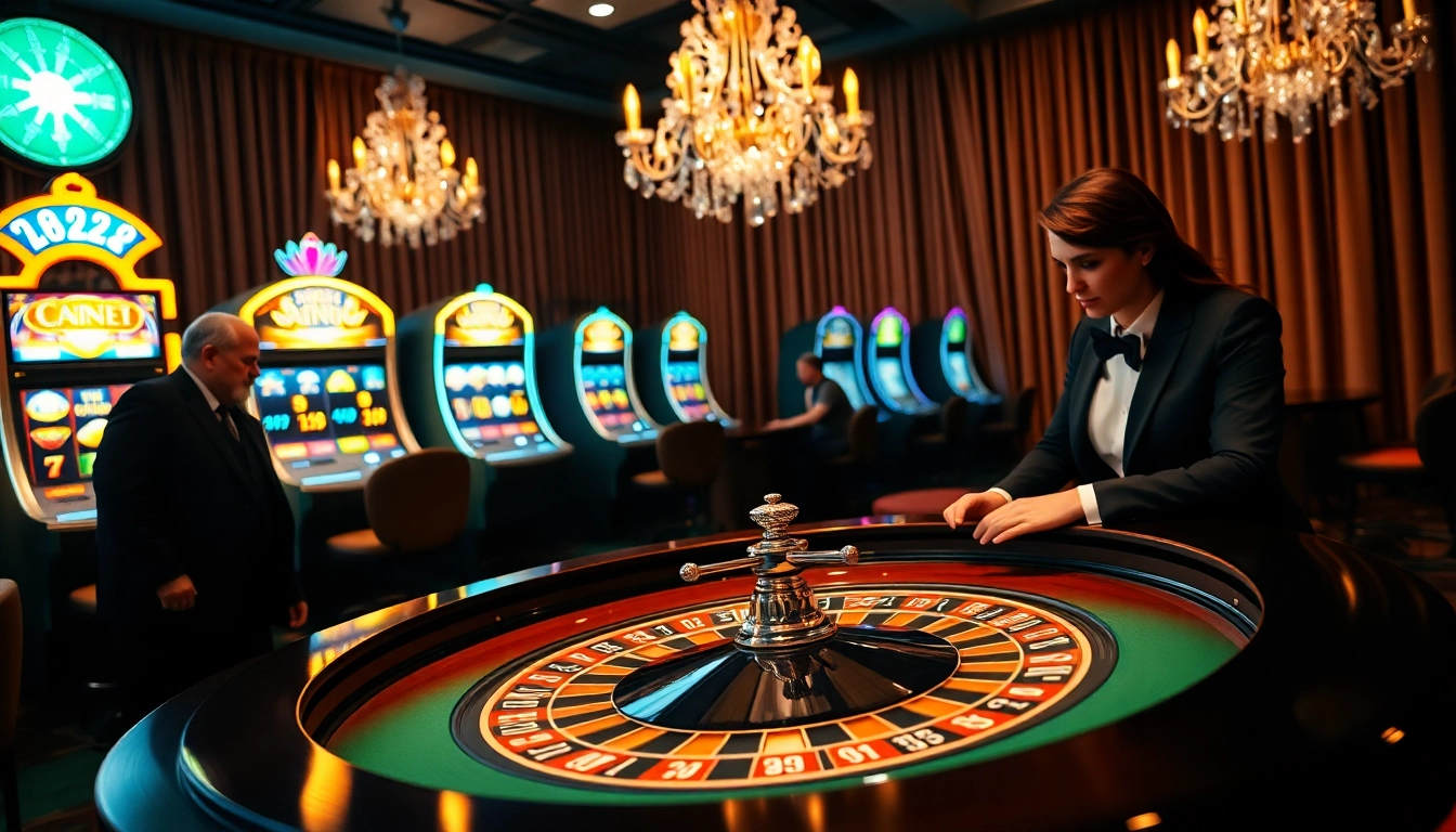 Vivez l'adrénaline d'un casino en ligne à une élégante table de roulette avec des jetons colorés.