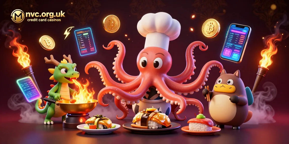 Create stunning victories at mvc.org.uk credit card casinos with vibrant gaming experiences featuring a sushi chef octopus and dragon.