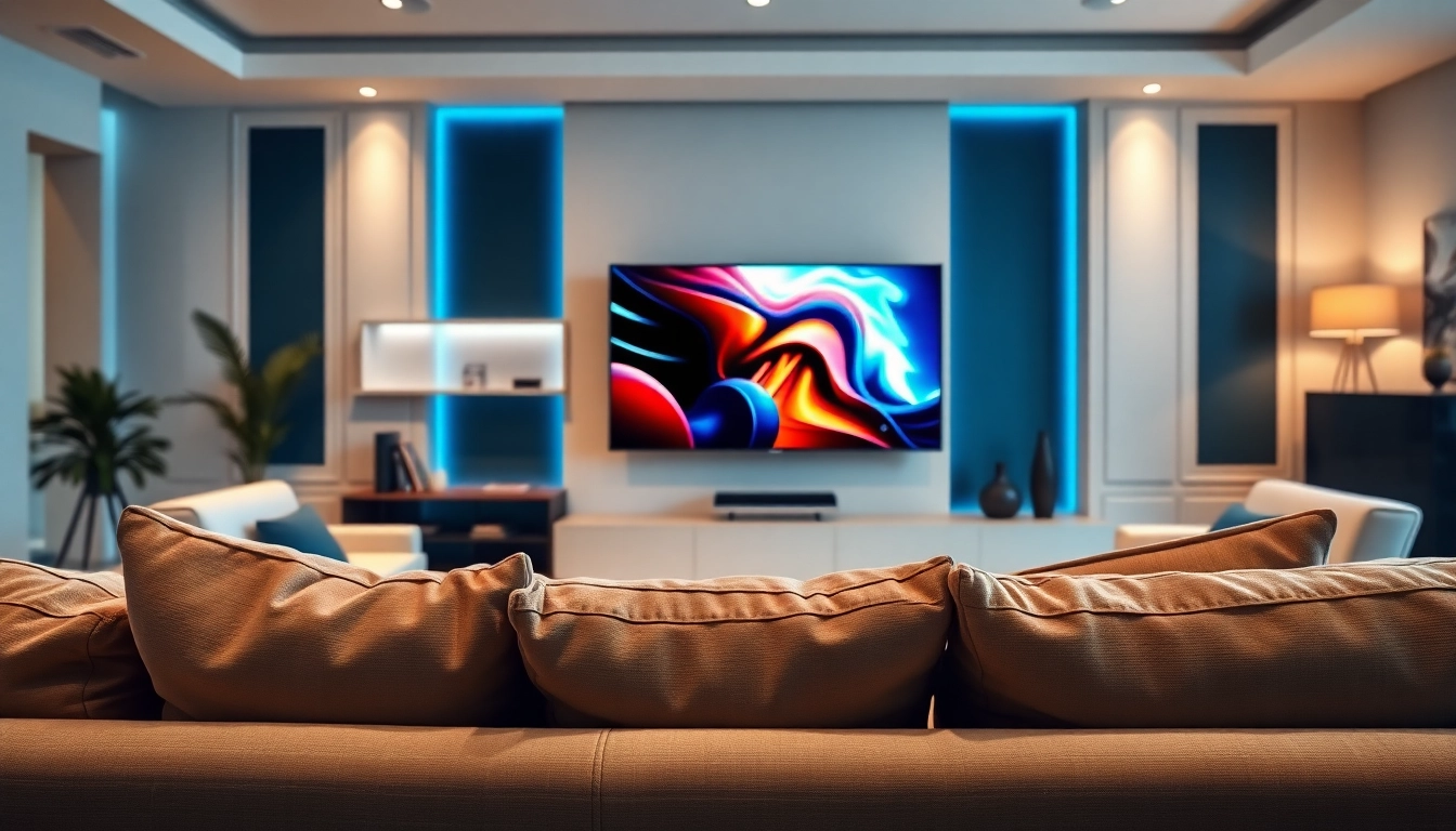Enhance your viewing experience with a modern iron tv in a stylish living room.