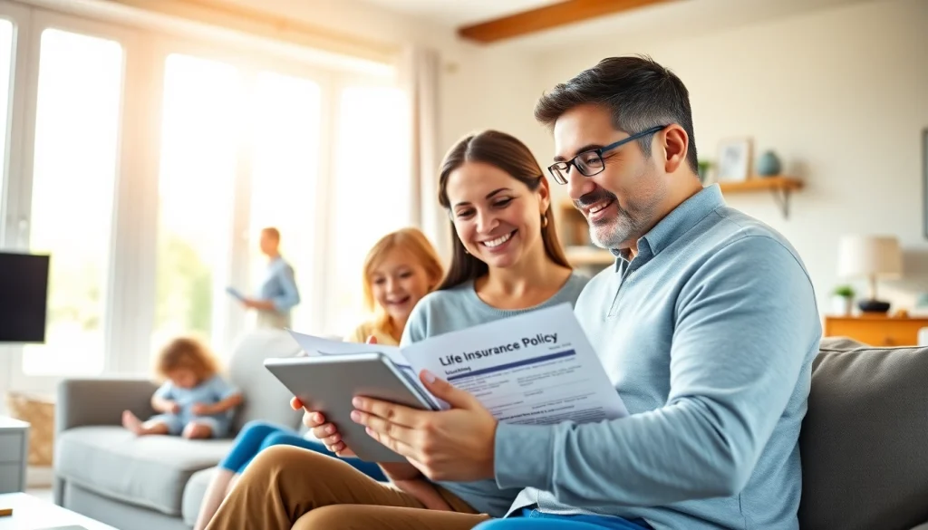 Reviewing a life insurance policy in a secure family environment, symbolizing protection.