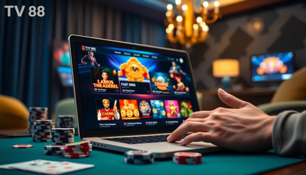 Exciting gaming experience at TV88 with vibrant graphics and modern design.