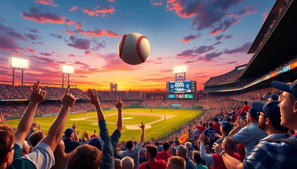 mlb중계에서 열정적으로 응원하는 팬들이 있는 야구장 모습