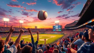 mlb중계에서 열정적으로 응원하는 팬들이 있는 야구장 모습