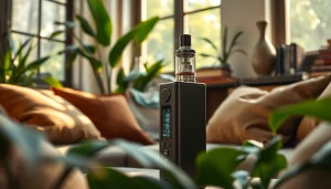 Vaporizer vozol in gemütlicher Lounge mit stilvollen Accessoires.