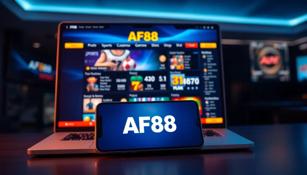 Experience AF88 online betting with a vibrant interface featuring sports and casino options.
