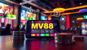 MV88 app interface on smartphone showcasing secure online gambling features.