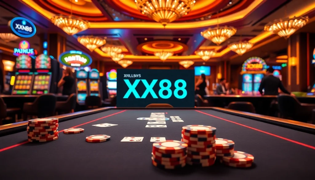 Experience the excitement of gambling at XX88 with vibrant casino tables and thrilling games.