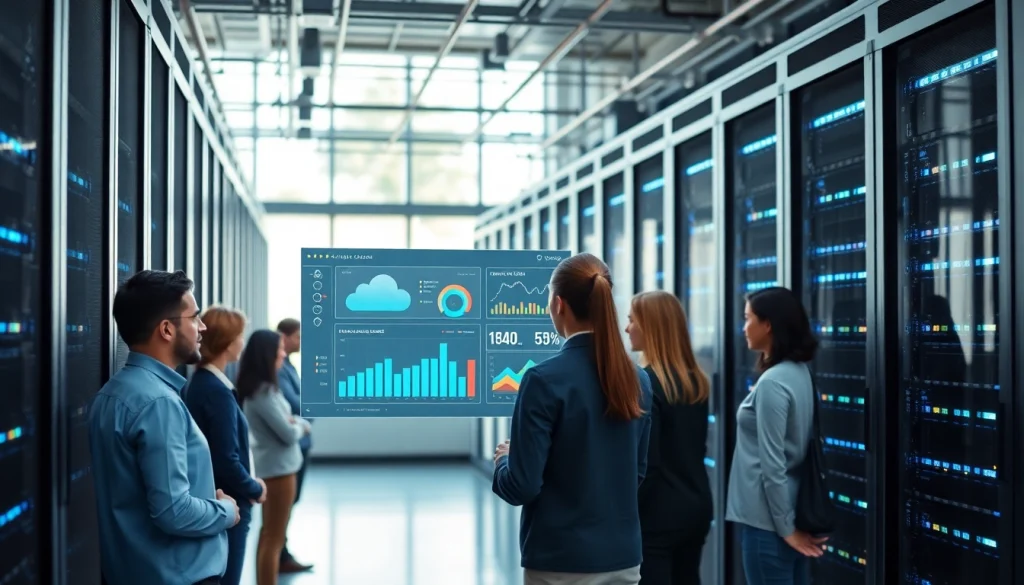 Best MSP for virtualization and storage showcasing a modern data center with IT professionals collaborating.