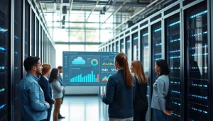 Best MSP for virtualization and storage showcasing a modern data center with IT professionals collaborating.