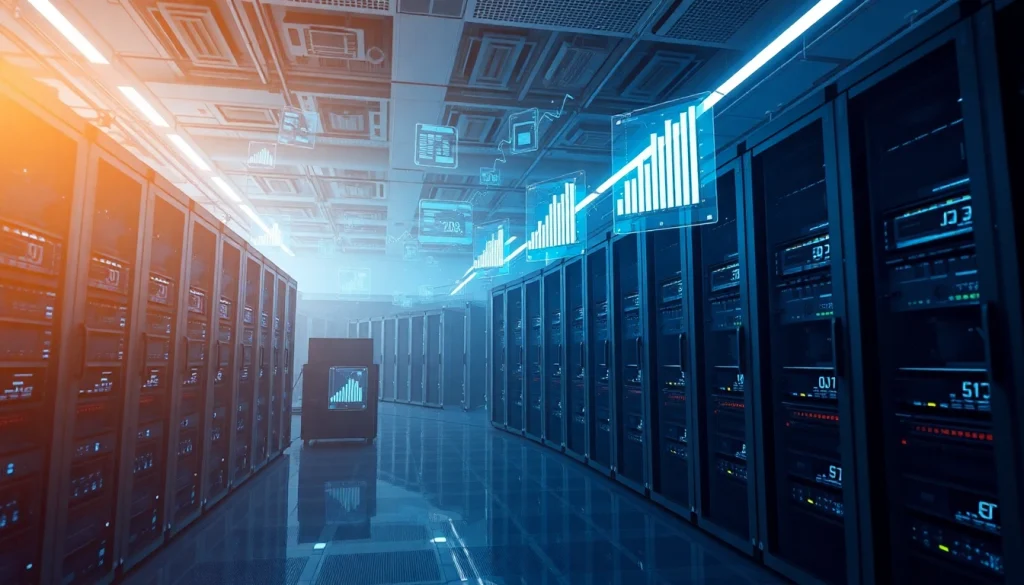 Visual representation of top cloud mining depicting a modern data center with advanced technology.