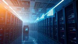 Visual representation of top cloud mining depicting a modern data center with advanced technology.