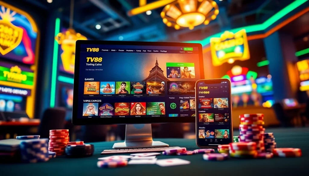 Experience the excitement of TV88 online casino with its user-friendly interface showcasing diverse gaming options.