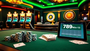 Playing at a luxurious poker table showcasing 789win13 online gambling excitement.