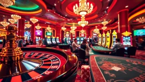 Players experiencing excitement at K88 casino tables with vibrant poker chips and cards.