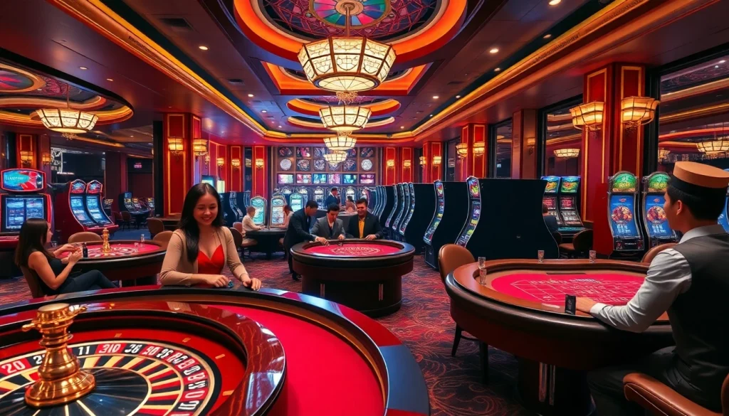 Players enjoying high-stakes games at RR 88 casino, showcasing excitement and luxury.
